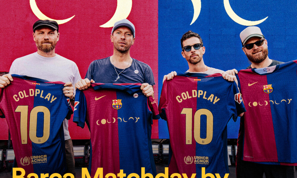 Coldplay’s Moon Music Featuring Burna Boy & Ayra Starr On FC Barcelona Jersey